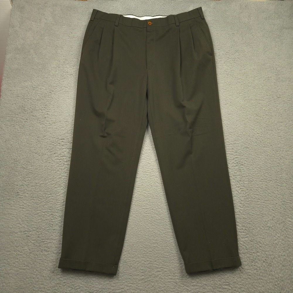 VTG Orvis Sporting Traditions Mens 38x29 Olive Wool Blend Pleated Dress Pants‎